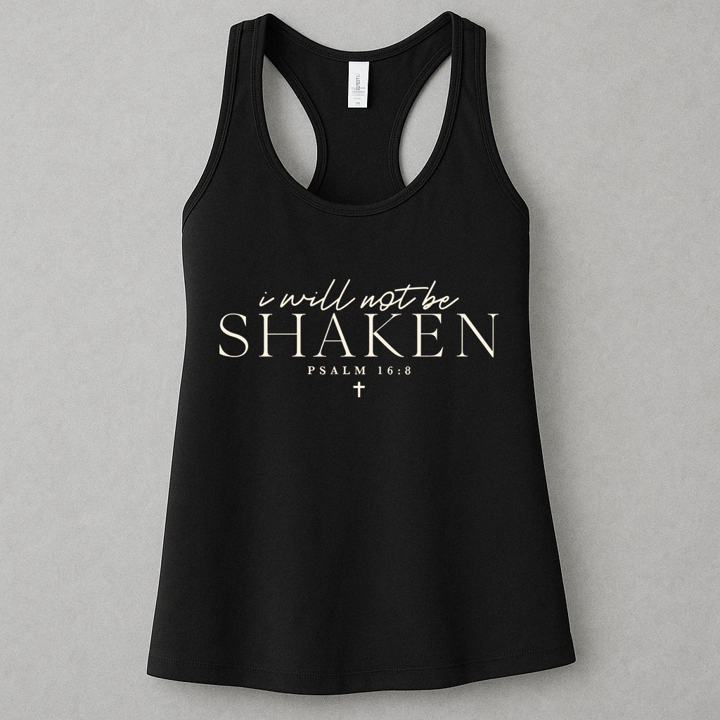 I Will Not Be Shaken Christian Minimal Womens Tank Top