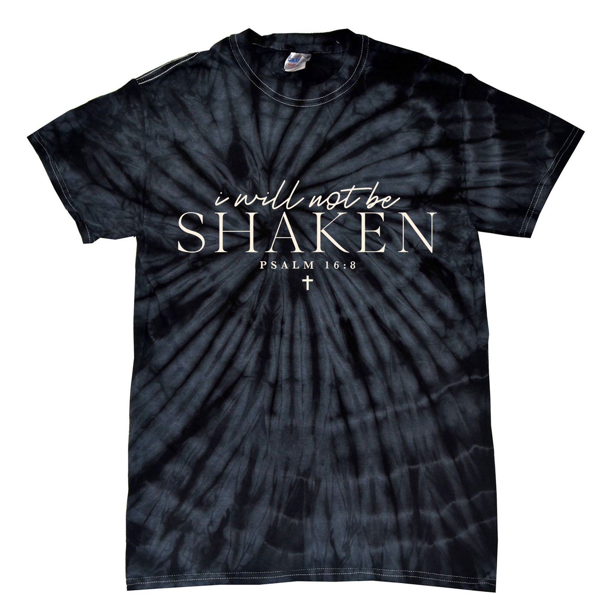 I Will Not Be Shaken Christian Minimal Tie-Dye T-Shirt