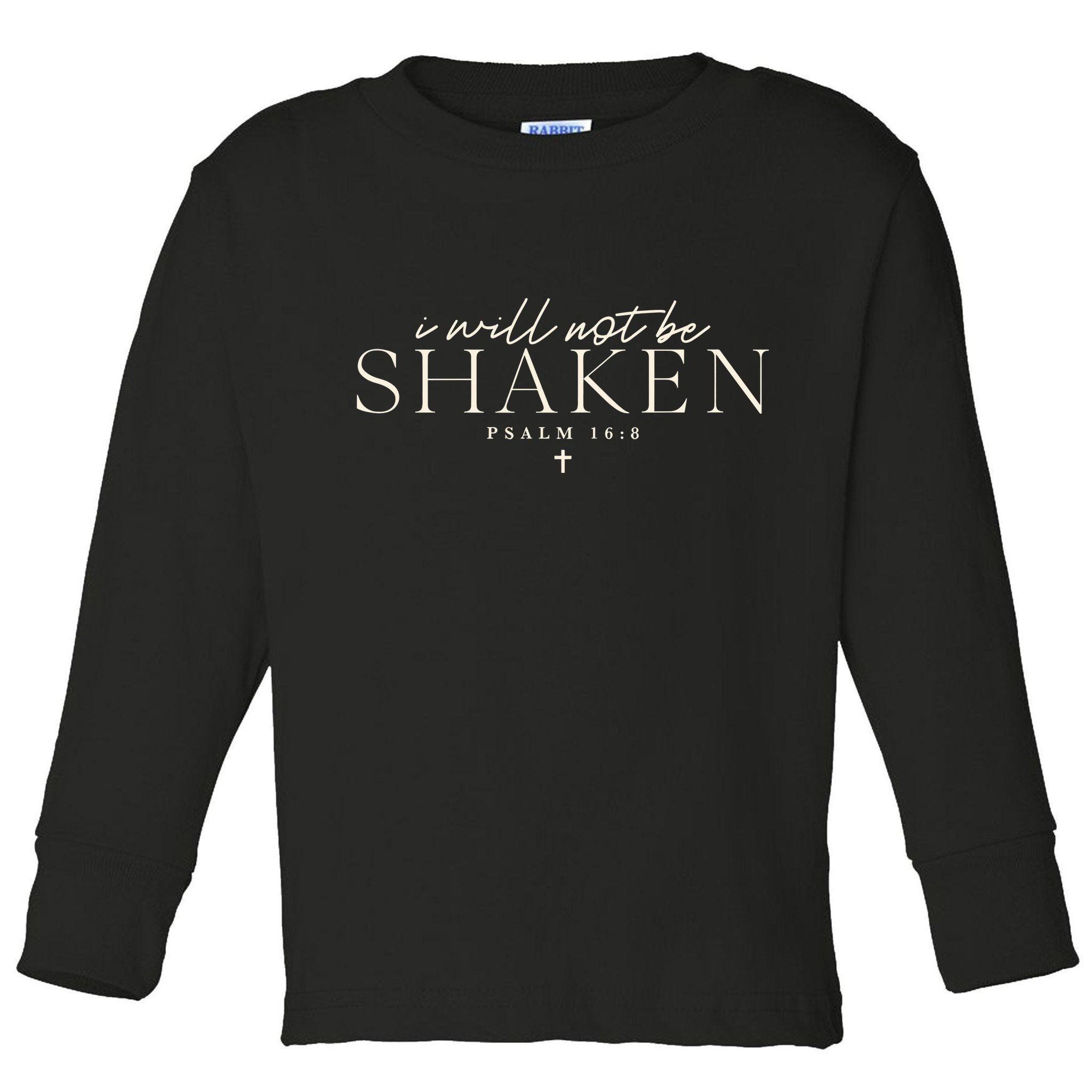 I Will Not Be Shaken Christian Minimal Toddler Long Sleeve Shirt