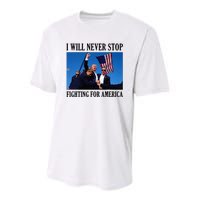 I Will Never Stop Fighting For America Youth Performance Sprint T-Shirt