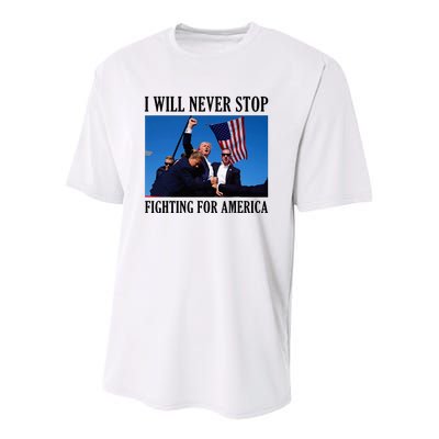 I Will Never Stop Fighting For America Youth Performance Sprint T-Shirt