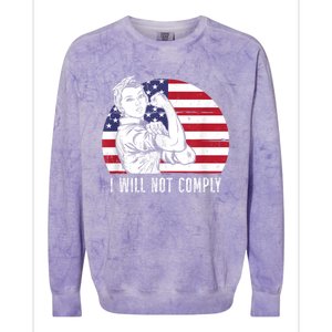 I Will Not Comply American Flag Patriotic Design Colorblast Crewneck Sweatshirt