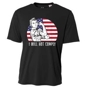 I Will Not Comply American Flag Patriotic Design Cooling Performance Crew T-Shirt