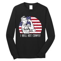 I Will Not Comply American Flag Patriotic Design Long Sleeve Shirt