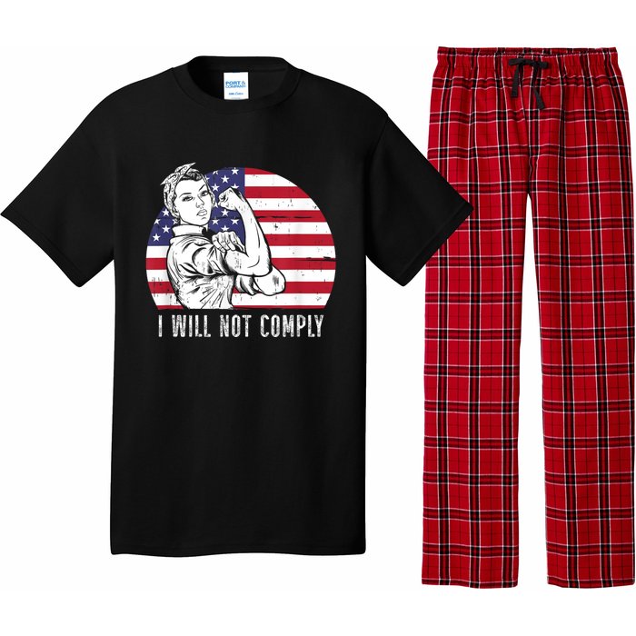 I Will Not Comply American Flag Patriotic Design Pajama Set