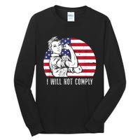 I Will Not Comply American Flag Patriotic Design Tall Long Sleeve T-Shirt