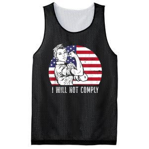 I Will Not Comply American Flag Patriotic Design Mesh Reversible Basketball Jersey Tank