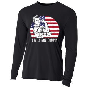 I Will Not Comply American Flag Patriotic Design Cooling Performance Long Sleeve Crew