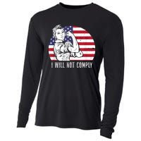 I Will Not Comply American Flag Patriotic Design Cooling Performance Long Sleeve Crew