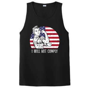 I Will Not Comply American Flag Patriotic Design PosiCharge Competitor Tank