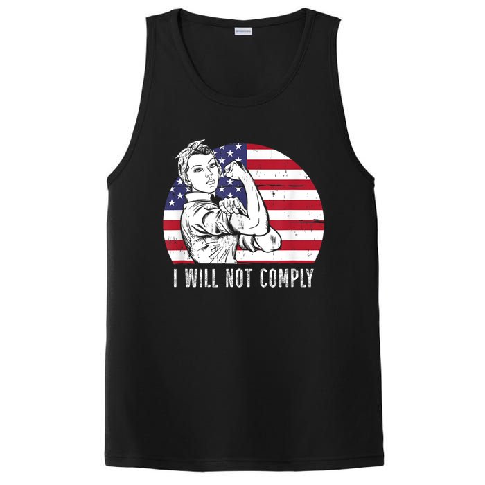 I Will Not Comply American Flag Patriotic Design PosiCharge Competitor Tank