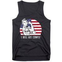 I Will Not Comply American Flag Patriotic Design Tank Top