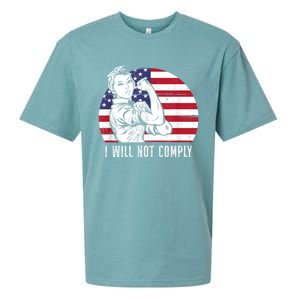 I Will Not Comply American Flag Patriotic Design Sueded Cloud Jersey T-Shirt