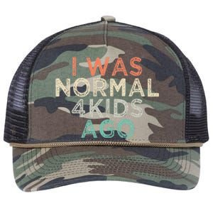 I Was Normal Four Ago Funny for Mom of Four Children Retro Rope Trucker Hat Cap