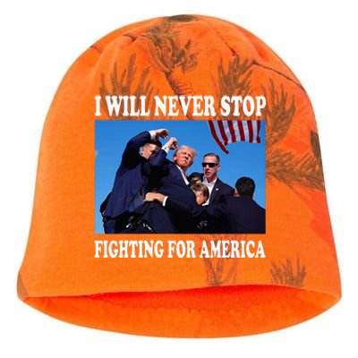 I Will Never Stop Fighting For America Kati - Camo Knit Beanie