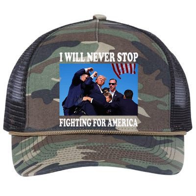 I Will Never Stop Fighting For America Retro Rope Trucker Hat Cap