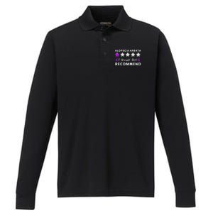 I Would Not Recommend Funny Alopecia Areata Awareness Gift Performance Long Sleeve Polo