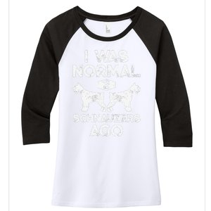 I Was Normal 2 Schnauzers Ago Funny Dog Lover Gift Women's Tri-Blend 3/4-Sleeve Raglan Shirt