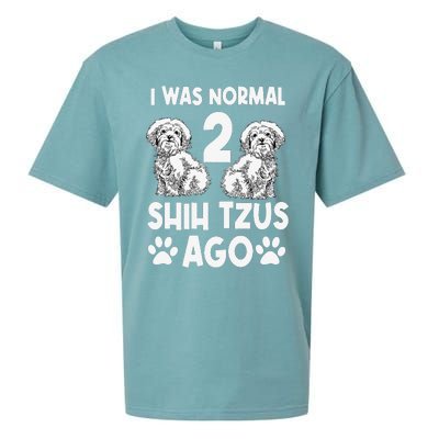 I Was Normal 2 Shih Tzus Ago Sueded Cloud Jersey T-Shirt