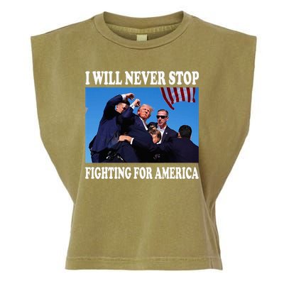 I Will Never Stop Fighting For America Garment-Dyed Women's Muscle Tee