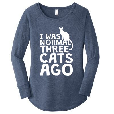 I Was Normal Three Cats Ago LOL Funny Cat Women's Perfect Tri Tunic Long Sleeve Shirt