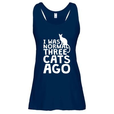 I Was Normal Three Cats Ago LOL Funny Cat Ladies Essential Flowy Tank