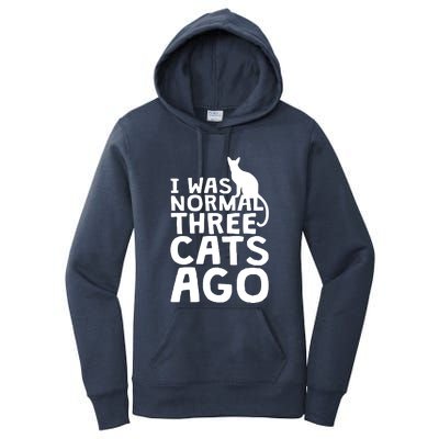 I Was Normal Three Cats Ago LOL Funny Cat Women's Pullover Hoodie