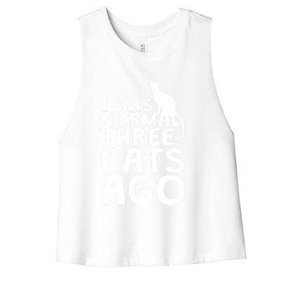 I Was Normal Three Cats Ago LOL Funny Cat Women's Racerback Cropped Tank