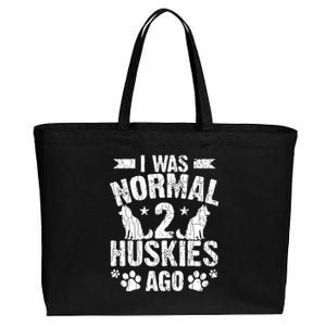 I Was Normal 2 Huskies Ago Funny Dog Owner Lover Graphic Cotton Canvas Jumbo Tote