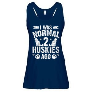 I Was Normal 2 Huskies Ago Funny Dog Owner Lover Graphic Ladies Essential Flowy Tank