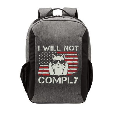 I Will Not Comply Gift Patriotic 4th Of July Funny Cat Usa Flag Gift Vector Backpack