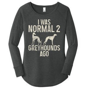 I Was Normal 2 Greyhounds Ago Greyhound Funny Greyhound Lovers Women's Perfect Tri Tunic Long Sleeve Shirt