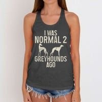 I Was Normal 2 Greyhounds Ago Greyhound Funny Greyhound Lovers Women's Knotted Racerback Tank