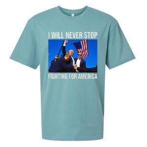 I Will Never Stop Fighting For America Trump Quote Sueded Cloud Jersey T-Shirt