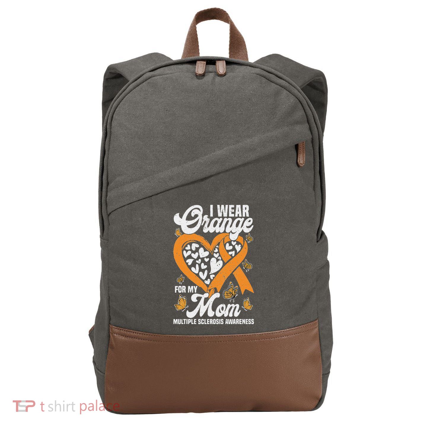 I Wear Orange For My Mom Ms Multiple Sclerosis Awareness Cotton Canvas Backpack