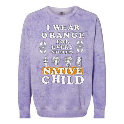 I Wear Orange For Every American Native Child Indian Prid Colorblast Crewneck Sweatshirt