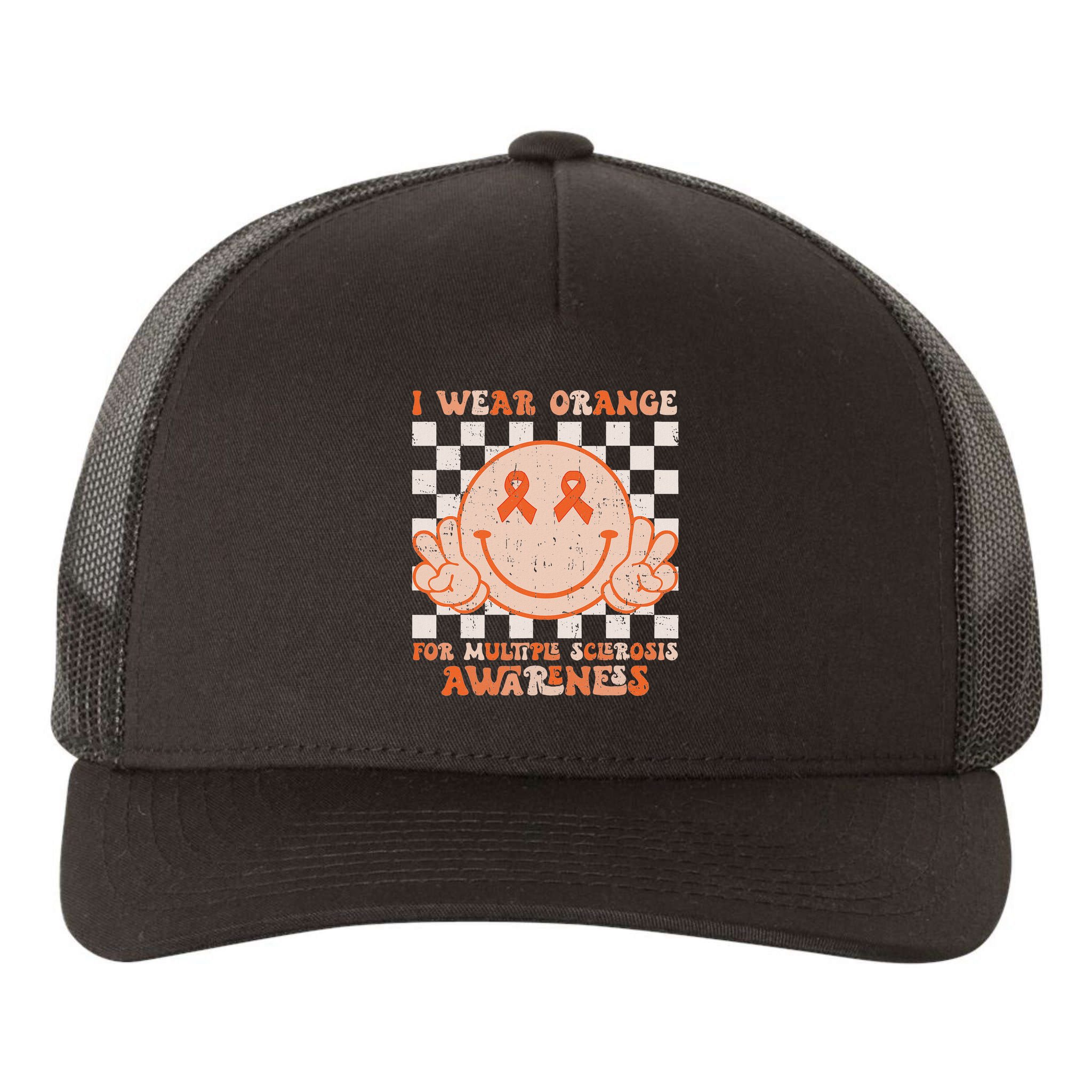 I Wear Orange For Multiple Sclerosis Awareness Ms Warrior Yupoong Adult 5-Panel Trucker Hat