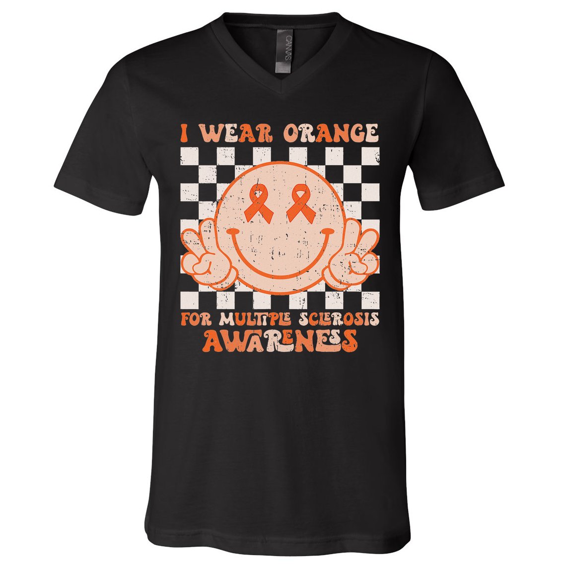 I Wear Orange For Multiple Sclerosis Awareness Ms Warrior V-Neck T-Shirt