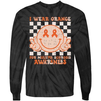 I Wear Orange For Multiple Sclerosis Awareness Ms Warrior Tie-Dye Long Sleeve Shirt