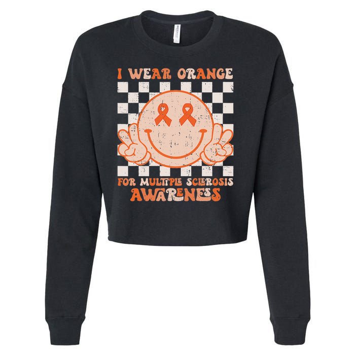 I Wear Orange For Multiple Sclerosis Awareness Ms Warrior Cropped Pullover Crew