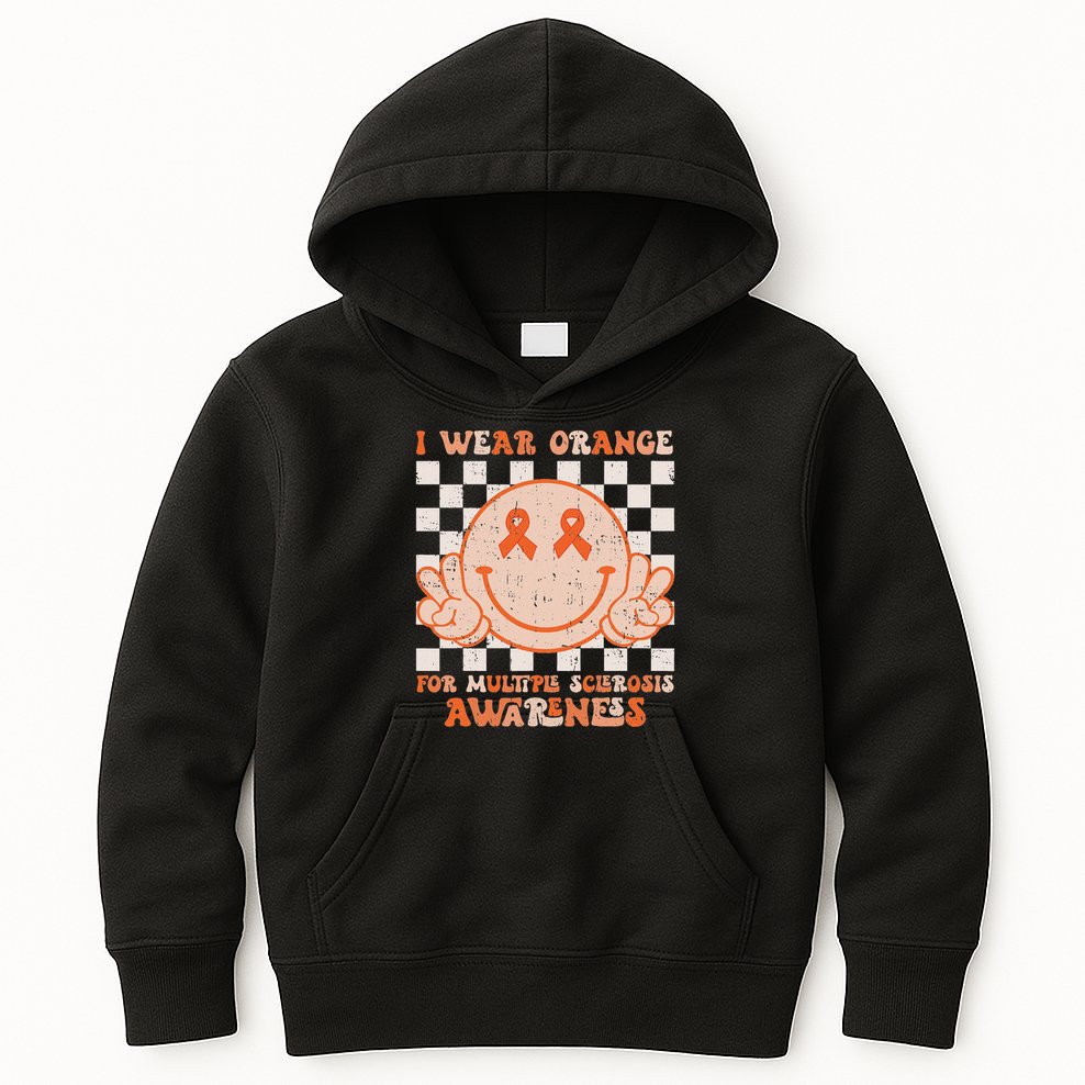 I Wear Orange For Multiple Sclerosis Awareness Ms Warrior Kids Hoodie