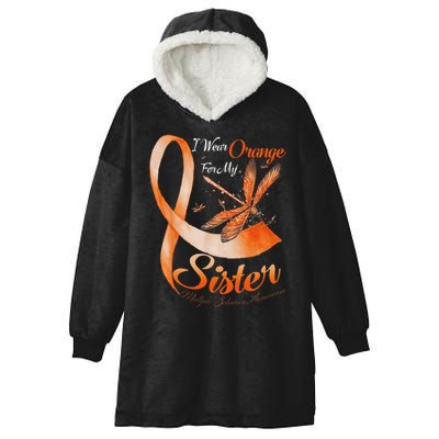 I Wear Orange For My Sister Ms Dragonfly Multiple Sclerosis Hooded Wearable Blanket