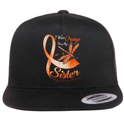 I Wear Orange For My Sister Ms Dragonfly Multiple Sclerosis Flatbill Hat