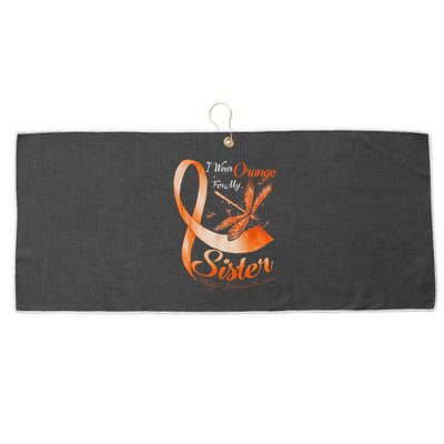 I Wear Orange For My Sister Ms Dragonfly Multiple Sclerosis Large Microfiber Waffle Golf Towel