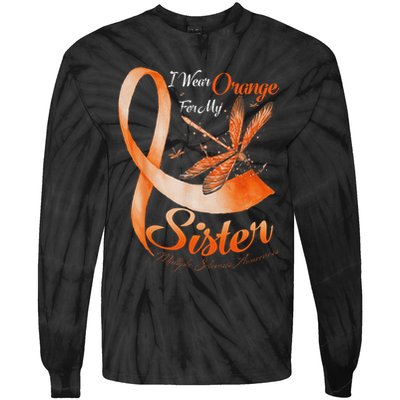 I Wear Orange For My Sister Ms Dragonfly Multiple Sclerosis Tie-Dye Long Sleeve Shirt