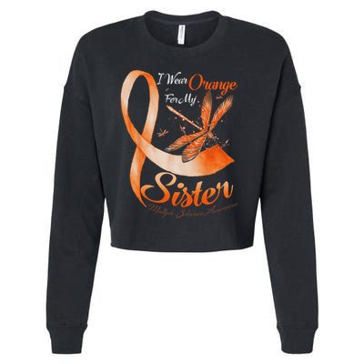 I Wear Orange For My Sister Ms Dragonfly Multiple Sclerosis Cropped Pullover Crew