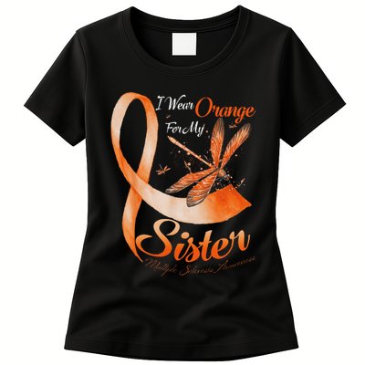 I Wear Orange For My Sister Ms Dragonfly Multiple Sclerosis Womens T-Shirt
