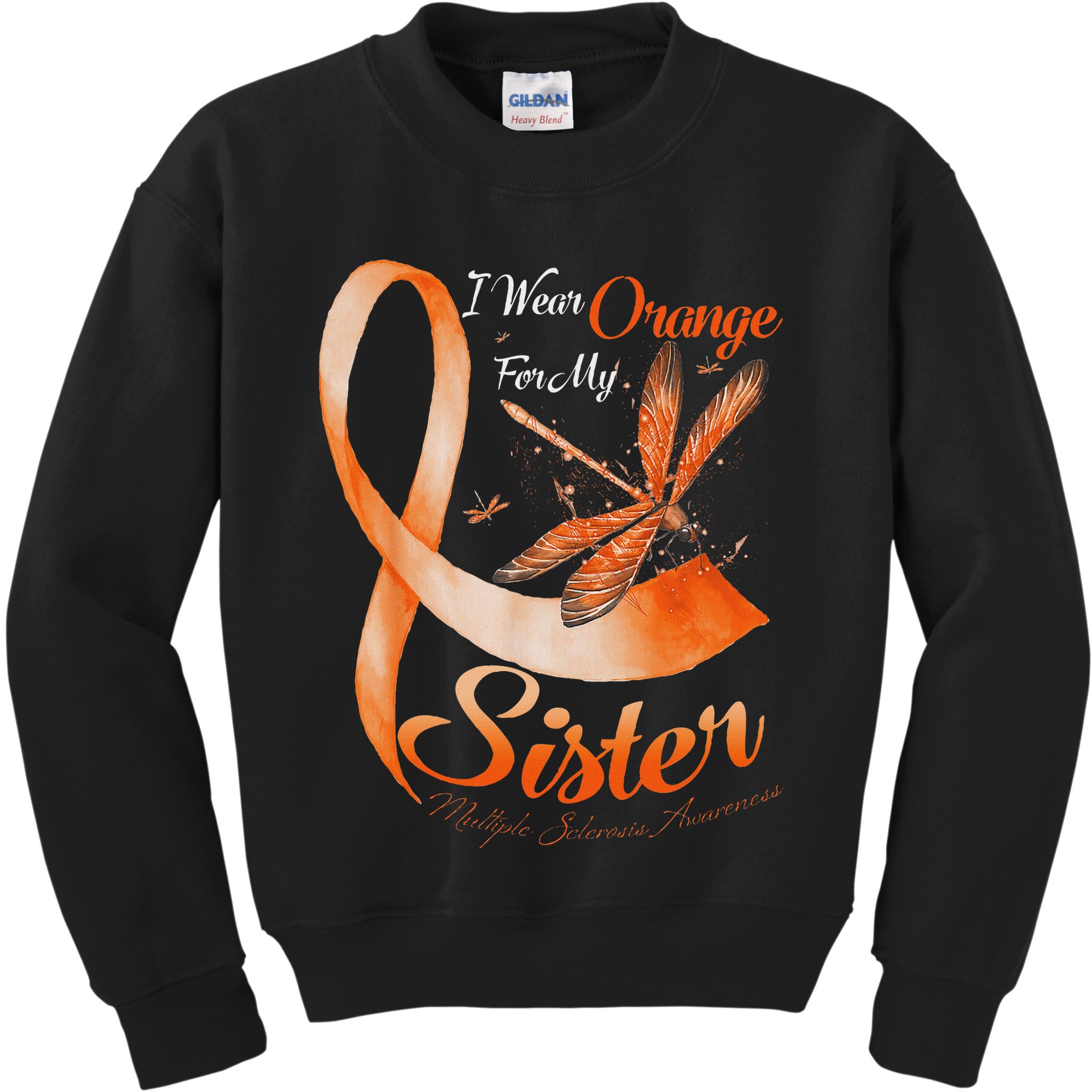 I Wear Orange For My Sister Ms Dragonfly Multiple Sclerosis Kids Sweatshirt