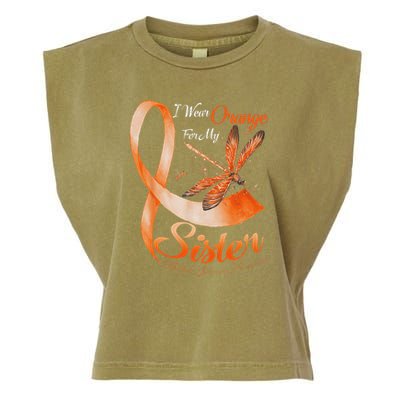 I Wear Orange For My Sister Ms Dragonfly Multiple Sclerosis Garment-Dyed Women's Muscle Tee
