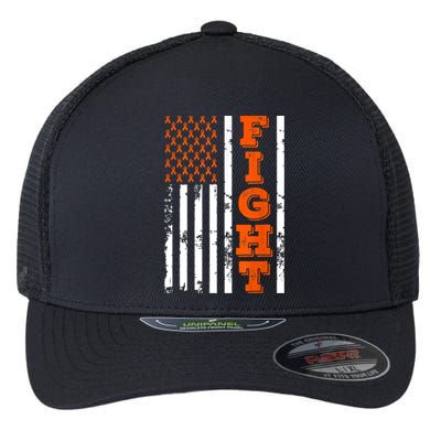 I Wear Orange Fight Kidney Cancer Awareness American Flag Flexfit Unipanel Trucker Cap